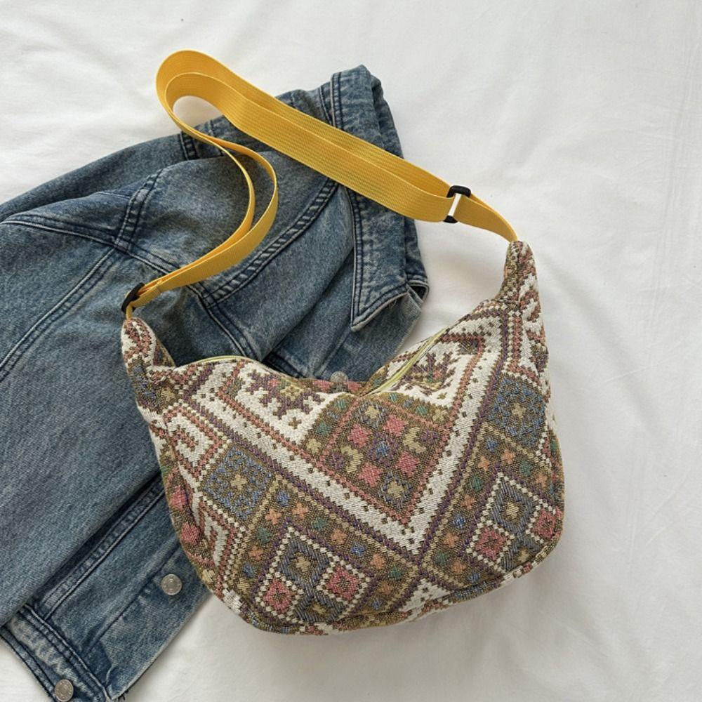 Вместительная наплечная сумка в этническом стиле, сумка-подмышка, сумка с вышивкой и надписью, для путешествий