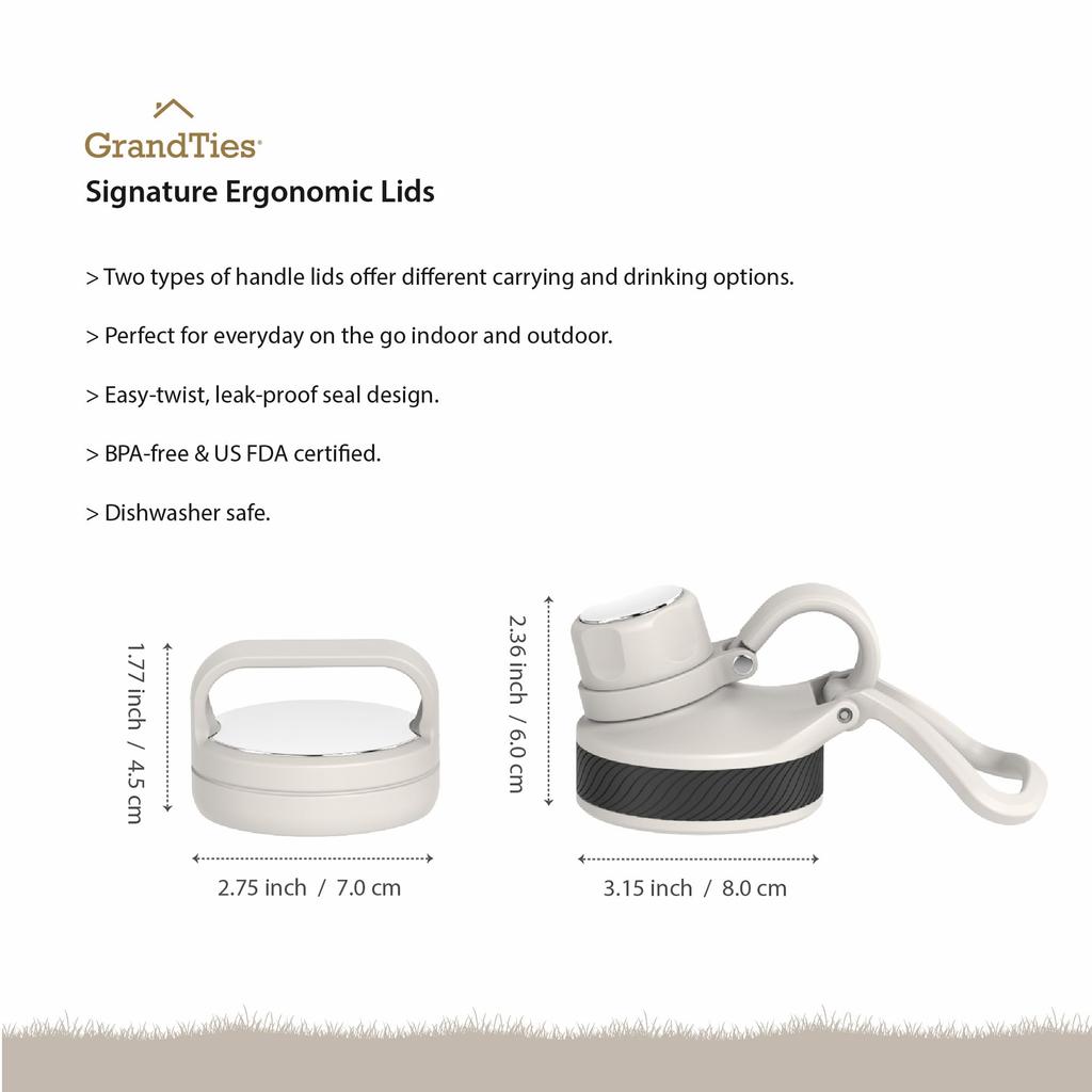 GRANDTIES Вакуумная термоизолированная бутылка для воды из нержавеющей стали с широким горлышком, 709 мл, с двумя крышками, для питья непосредственно из горлышка, сохраняет горячую воду горячей в течение 12 часов,