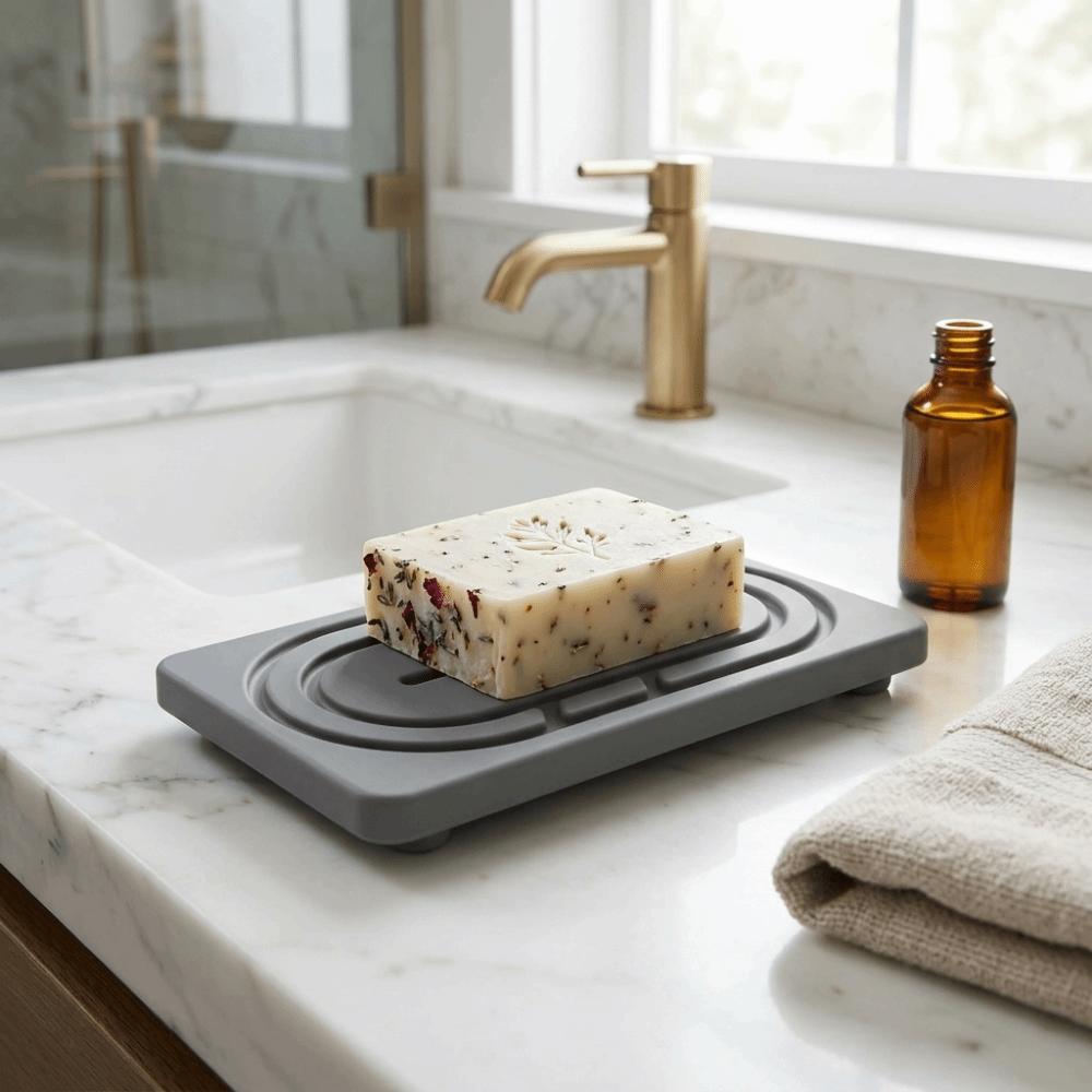 2pcs Natural Diatomaceous Earth Tray Set Quick Drying Dry Mat Clean Hand Soap Holder Kitchen