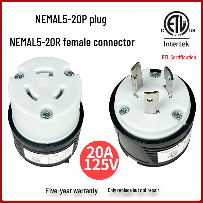 Американский стандарт 20А L5-20PR Черный 3-контактный съемный штекер/розетка питания