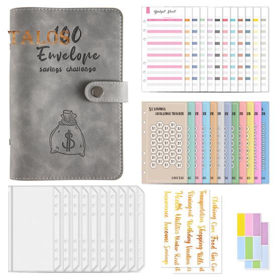 Бюджетная книга из мягкой искусственной кожи формата А6 с сумкой на молнии, счетчик расходов на 100 дней, хранилище для монет, карточек, планировщик для экономии денег