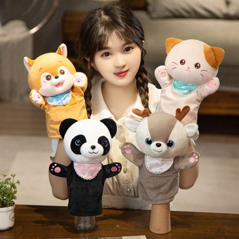 Sensory Toys Animal Plush Hand Puppet Firewood Dog Hand Finger Story Puppet Kindergarten