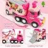 Toddler Car Toys for Girl Pink Princess Transport Carrier Trucks with Lights & Music Friction Power Birthday Christmas Gift