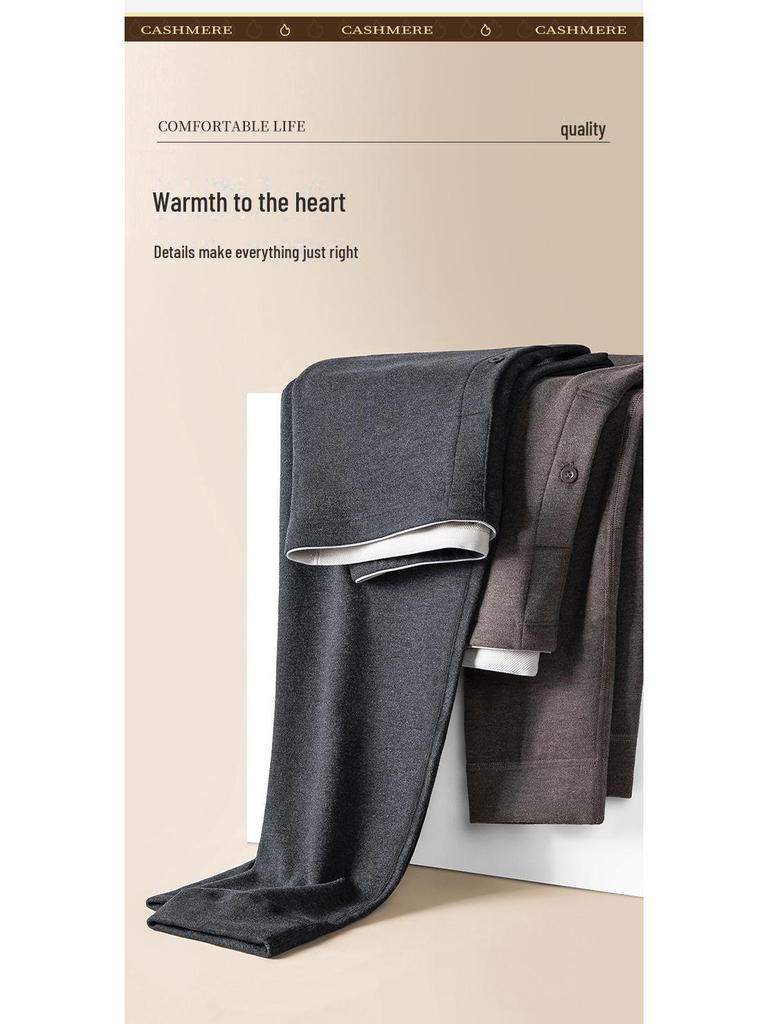 Мужские толстые бесшовные леггинсы из шелка и шерсти с бархатом на осень/зиму