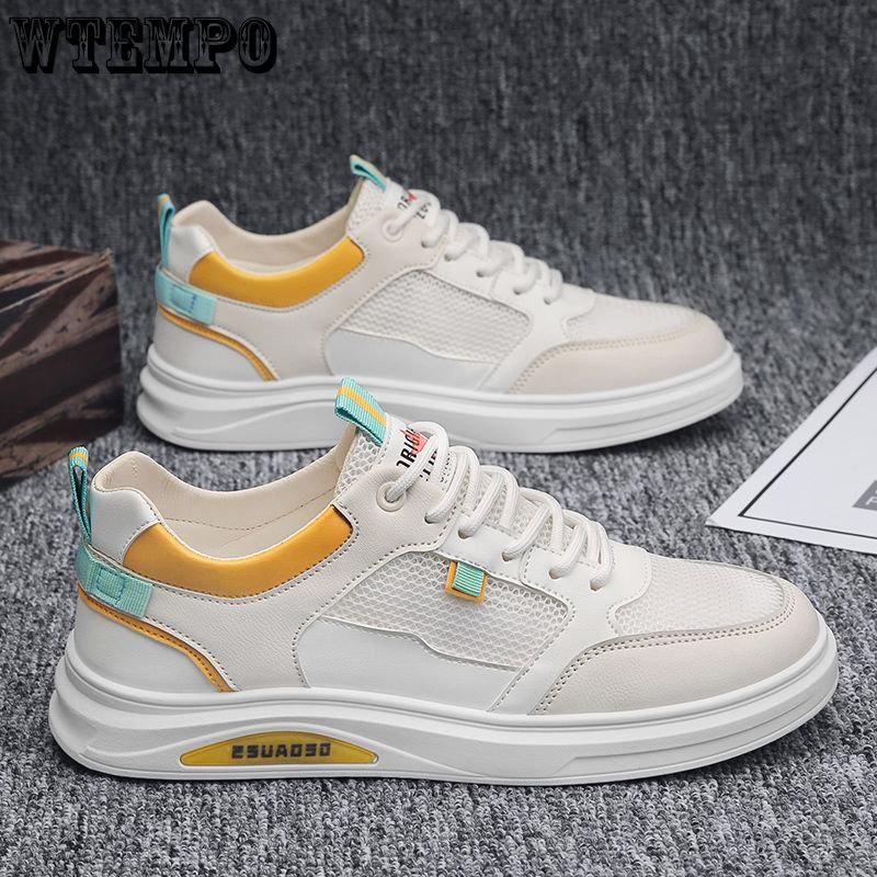 Summer Low-Cut Lightweight Breathable Men's Shoes with Hollow Mesh Leisure Fashion Sports White Board Shoes