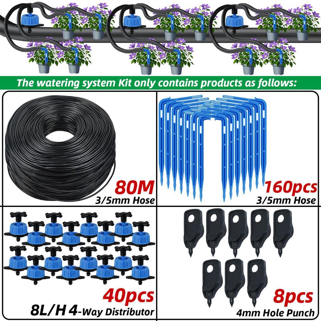 Набор для капельного полива Kesla 10-100 м 4-ходовой 2-ходовой 8 л Капельная стрелка Шланг 3/5 мм Система полива Капельница Дождеватель Посадка в горшки Теплица