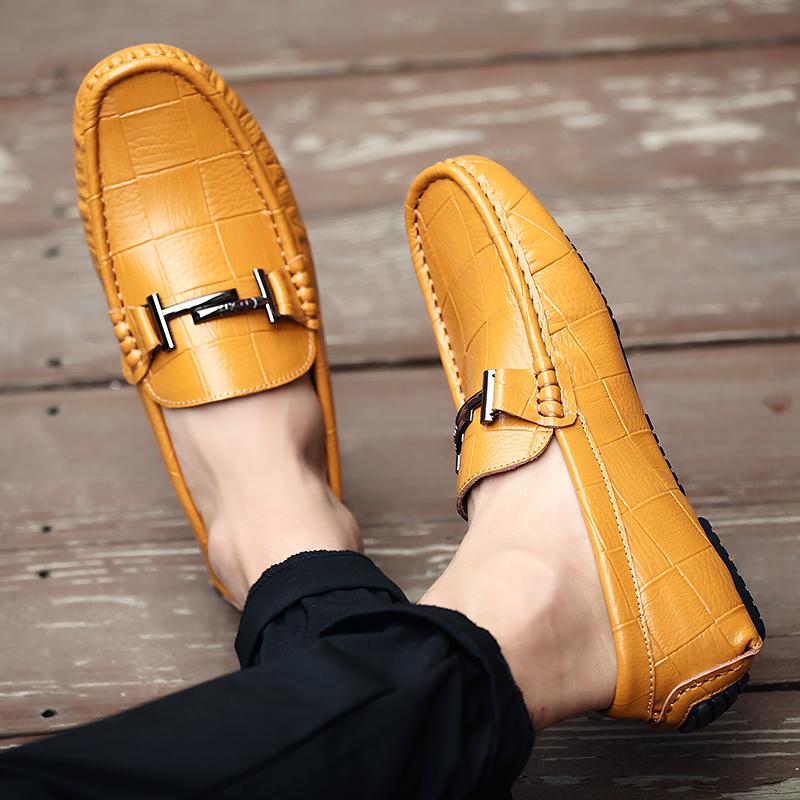 Модные мужские мокасины мягкие OUTDOOR высокого качества, удобные, сшитые вручную нитки, мужские туфли на плоской подошве, синие, мягкие, складные, Bean Shoes