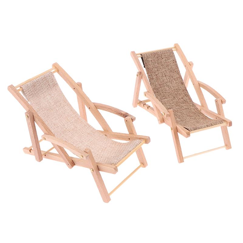 1:12 Dollhouse Miniature Beach Chair Deck Chair Model Living Scene Decor Toy Doll House Accessories