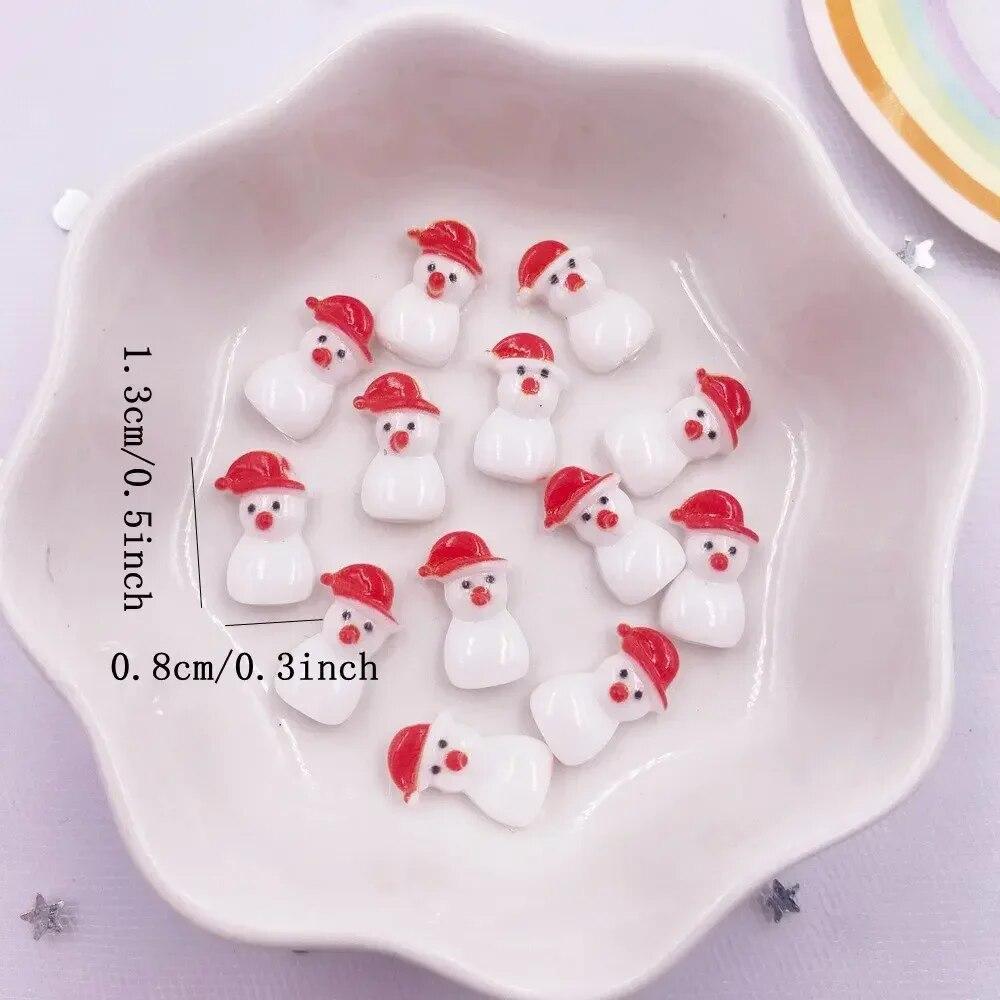 50pcs Resin Mini Colorful Christmas Snowman Tree Snowflower Deer Flat Back Figurines Nail Art DIY Scrapbooks Accessories