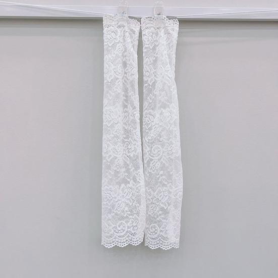 1 Pair Cycling Sun Protection Sleeves Lace Flower Embroidery Solid Color Thin Breathable Mesh Outdoor Driving Ani-UV Arm Covers