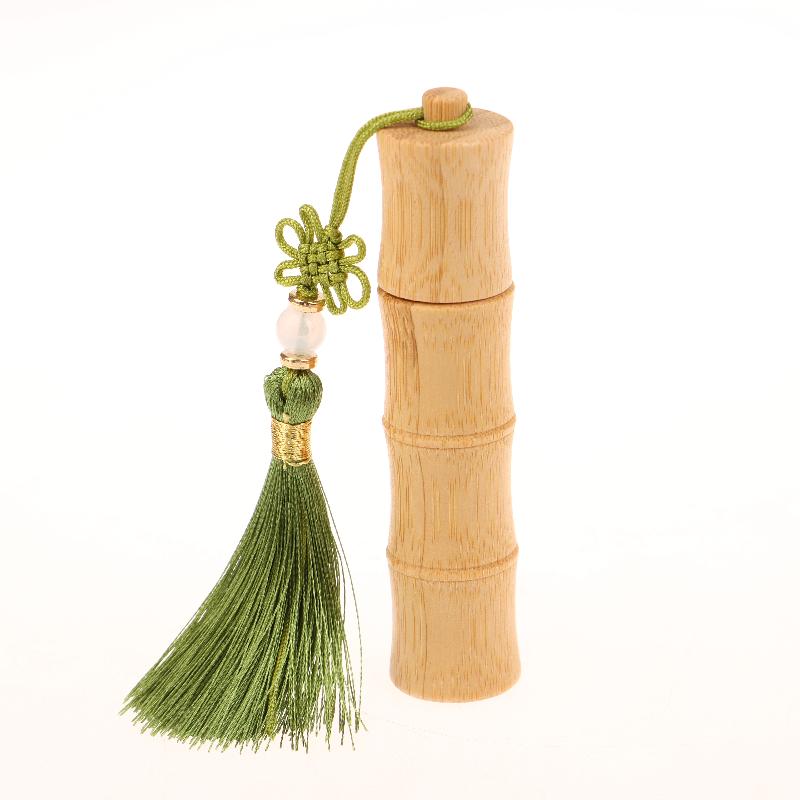 10ml Bamboo Roll-on Bottle – Refillable Container with Steel Roller Ball and Tassel for DIY Perfume or Lip Gloss