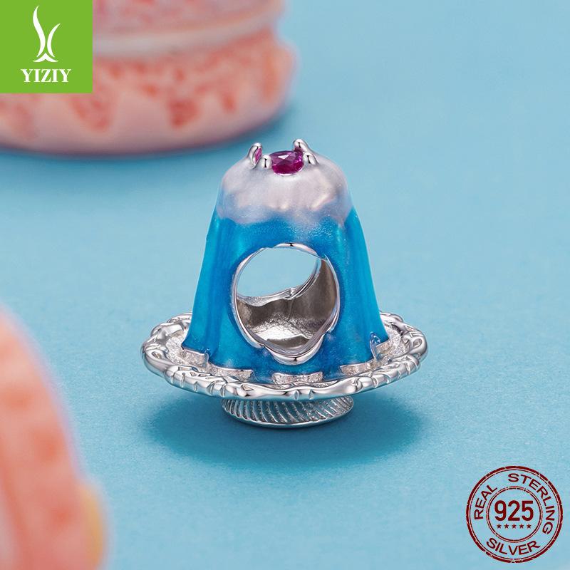 Браслет из стерлингового серебра 925 пробы с эмалью, в виде пудинга, с бусинами, аксессуары, сладкая мечта, десерт, бусины для DIY