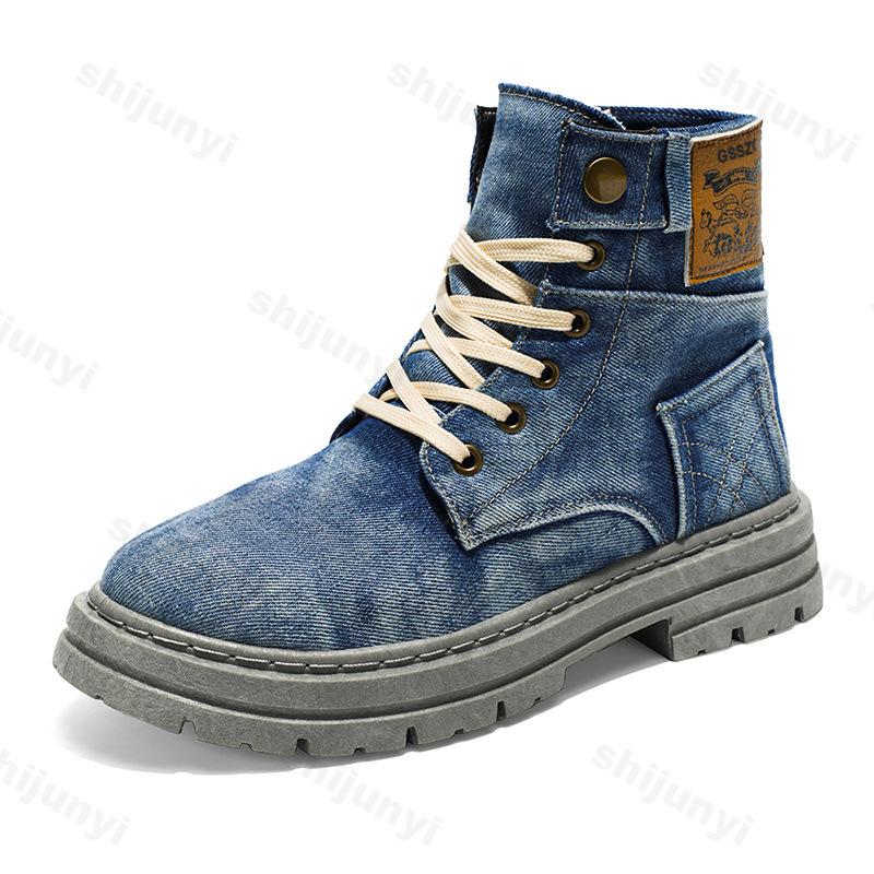 Fashion Men Retro Canvas Boots 2025 Trendy Working Shoes High Top Men Ankle Boots Outdoor Street Style Platform Boots Botas Masculino