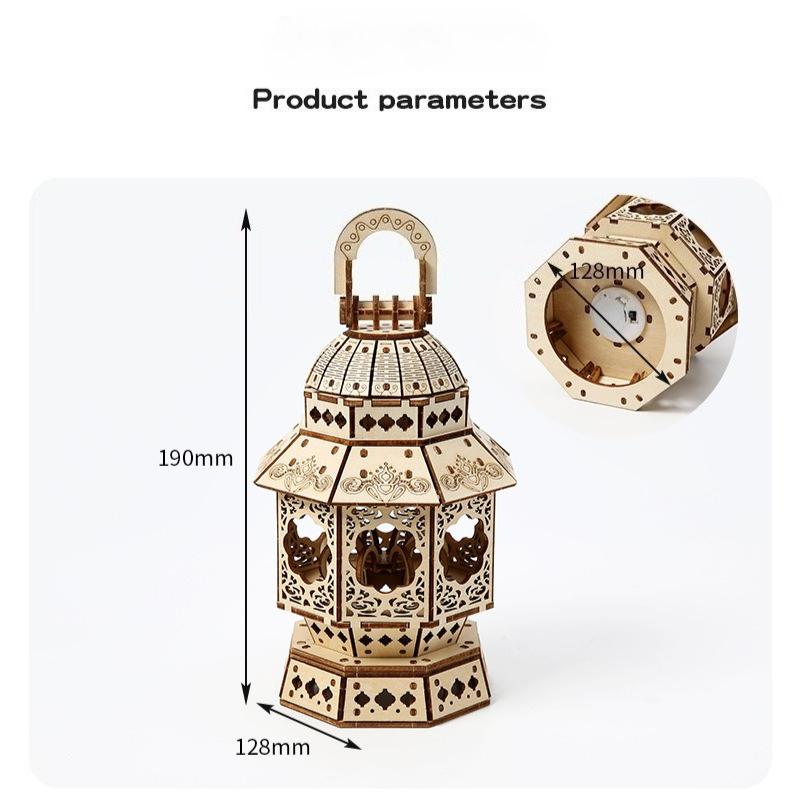 3D Деревянная Головоломка Ручной Фонарь Винтажный Свет Настольная Лампа Модель Строительные Наборы Декор Стола Подарки для Подростков Взрослых