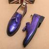 Fashion Hot Sale Fashion Purple Formal Dress Shoes Men Luxury Leather Brogue Shoes Men Designer Tassel Loafers Men Party Wedding Shoes