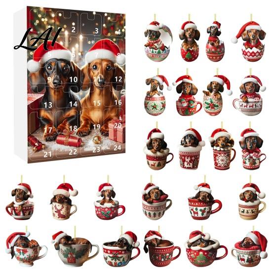 Christmas Advent Calendar Calendar 24 Day Countdown Box with Cat Dog Festival Atmosphere Decor Cow Acrylic Ornaments Festive Tree Hanging