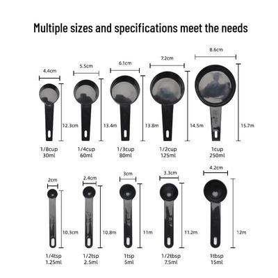 Черный набор из 10 пластиковых мерных инструментов: Ложки, чашки и миски для кухонной выпечки