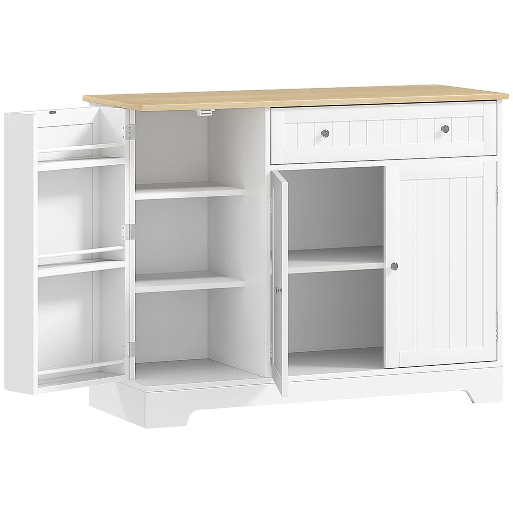 Buffet Cuisine Storage Cabinet With 3 Doors Drawer Door Shelves And Adjustable Shelf 105x40x83cm White