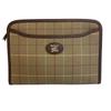 Burberrys Клатч-кошелек Мега-клетка холст Клатч-сумка бежевый холст унисекс Б/у