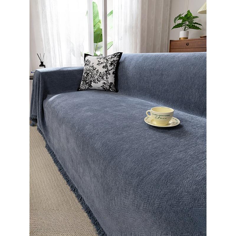 Полотенце для дивана с узором «елочка» из синели, высококачественное простое зеленое маття, универсальное четырехсезонное одеяло с полным покрытием