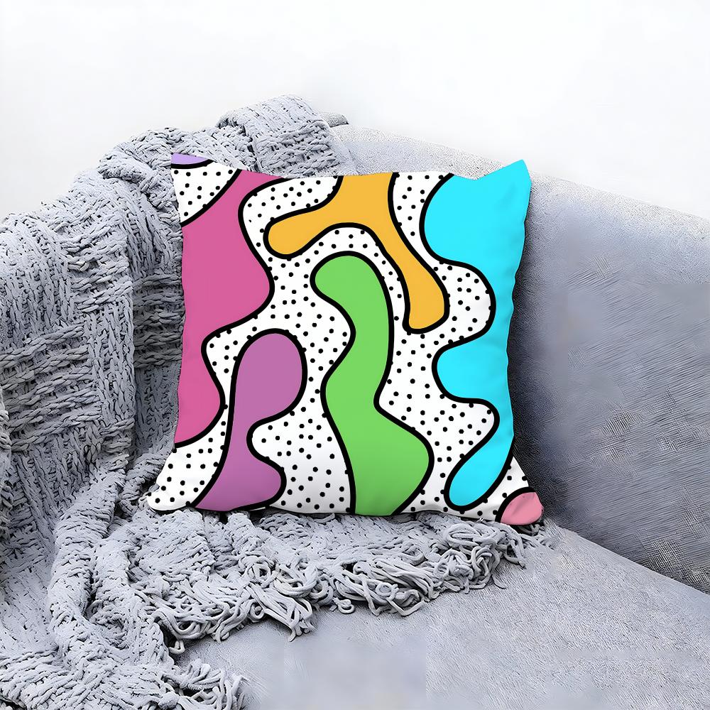 trendy color block splicing Cushion Cover Premium Comfort Reversible Pillow Cove Two in One Design for Any Room  Car Interior
