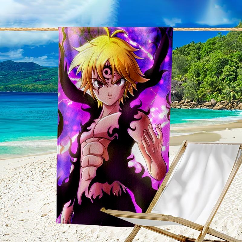 1pc Seven Deadly Sins2 Beach Towel, Beach and Seaside Swimming Pool Equipment, Fashion Pattern, Rectangular, Travel Essentials