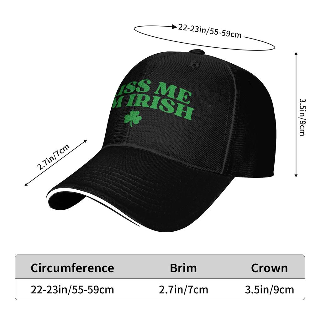 Kiss Me I'm Irish Funny St Patricks Day Baseball Cap Unisex Men Print Hip Hop Hats Summer Fashion Outdoor Sport Baseball Caps