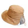 Lightweight and simple drawstring Flat top bucket hat Spring and summer travel Leisure outdoor breathable sunshade Couple cloth hat