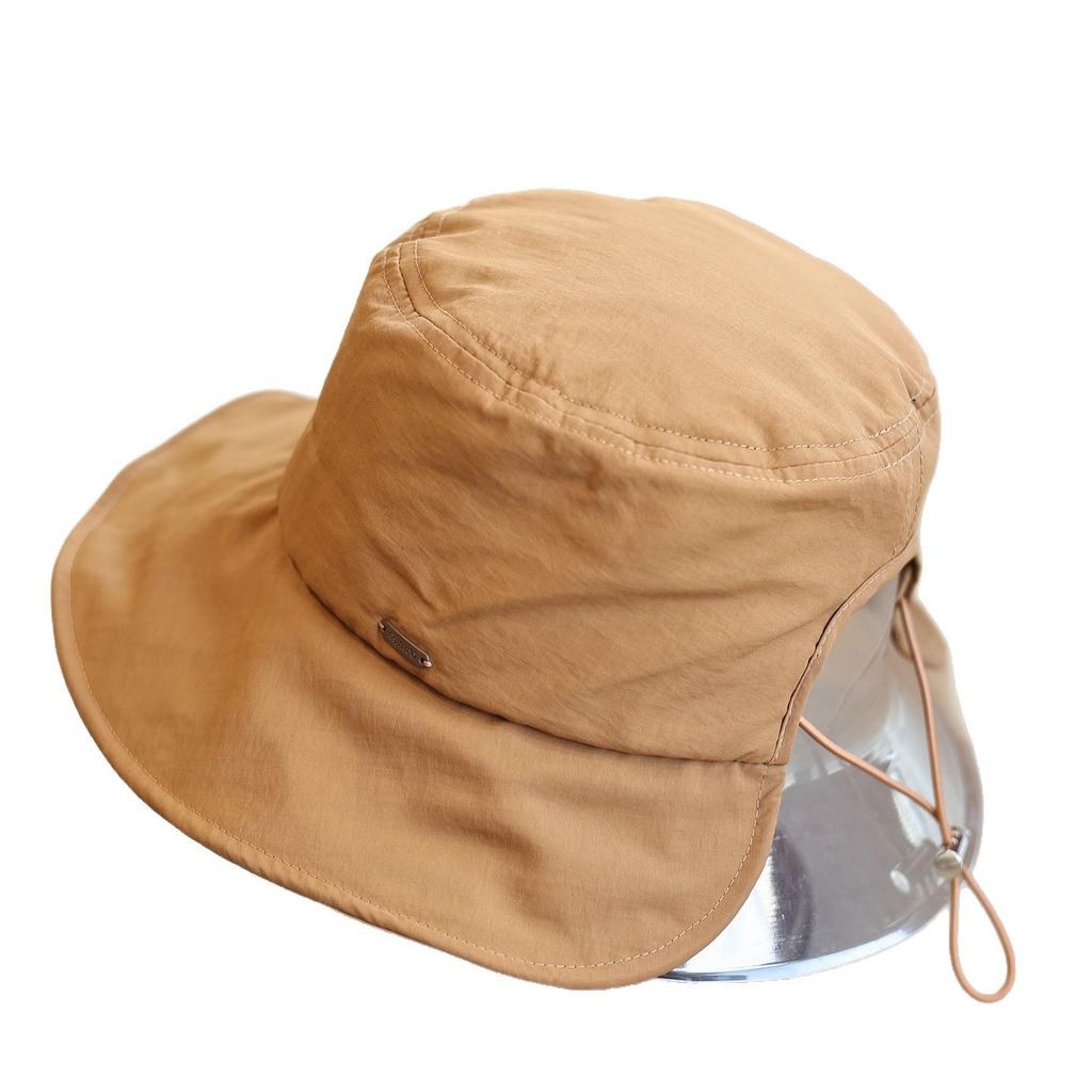 Lightweight and simple drawstring Flat top bucket hat Spring and summer travel Leisure outdoor breathable sunshade Couple cloth hat