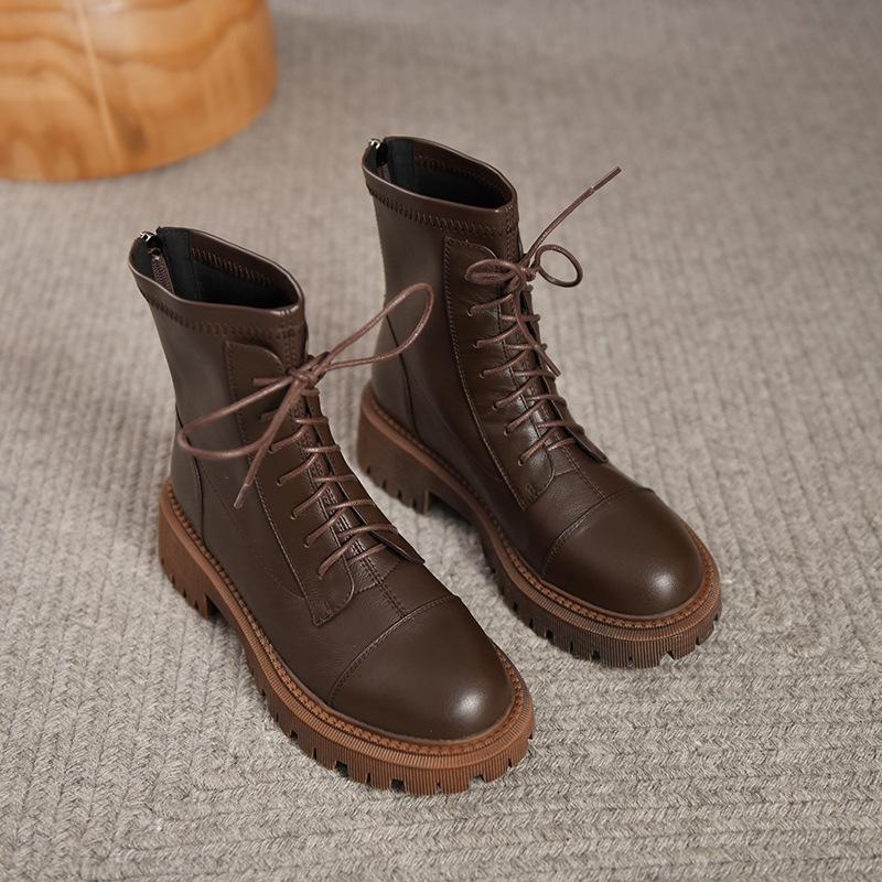 Ботинки Martin женские 2025 года, новинка осени и зимы, новые универсальные повседневные ботинки в британском стиле со шнуровкой, увеличивающие высоту и тонкие ноги, длинные и короткие ботинки