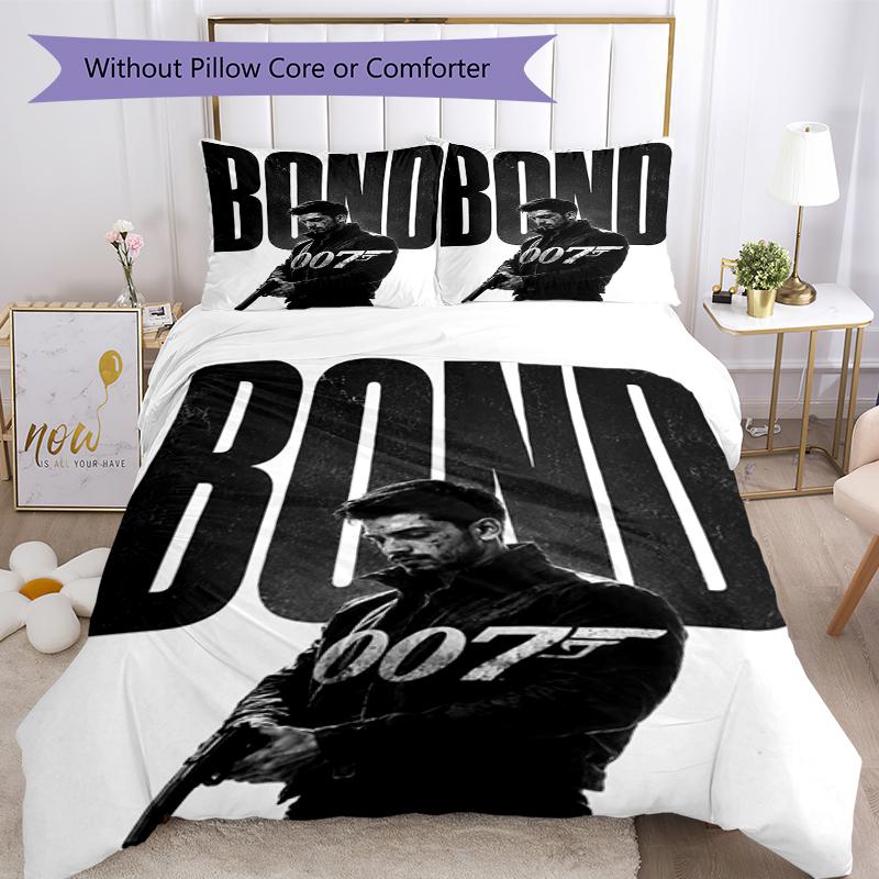 3pcs 007 James Bond Bedding Set Duvet Cover Closure Includes 1 Duvet Cover & 2 Pillowcases, Soft and Comfortable for All Seasons.