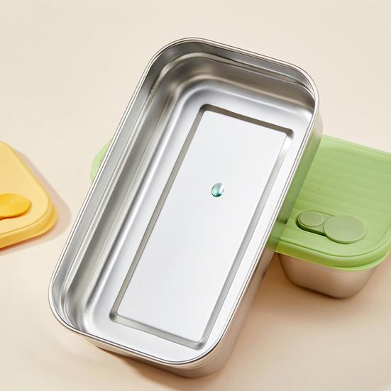 Stainless Steel Snack Containers 2 Compartment Lunch Box Leak-Proof Bento Box with Lids Reusable Food Storage Containers for Travel Camping Outdoor