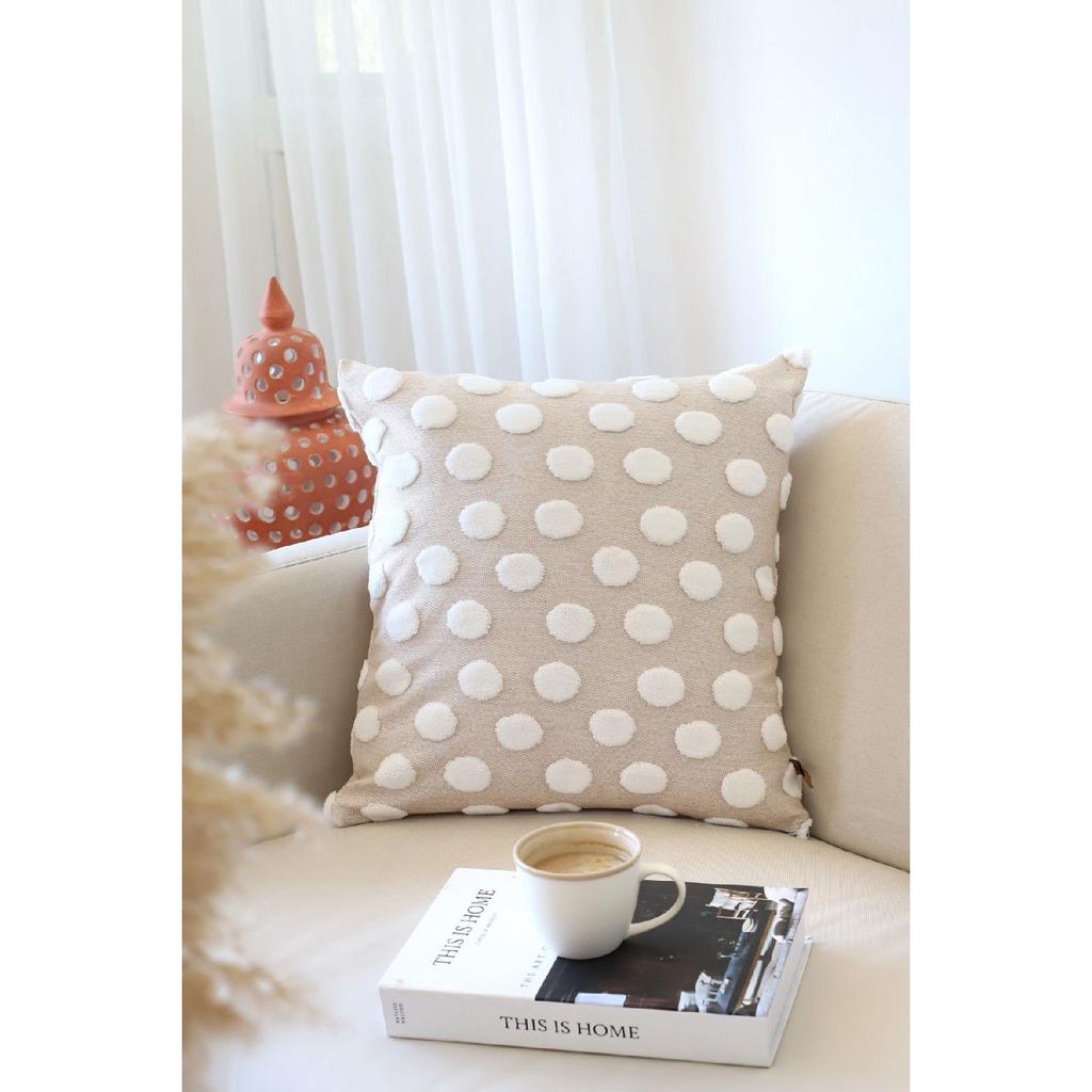 Bohemian Special Design Punch Pattern Decorative Rectangular Throw Pillow Case Point Ecru