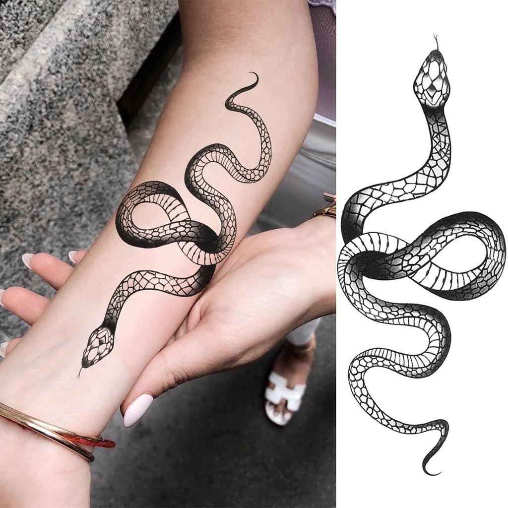 1 Sheet Snake Temporary Tattoos For Women Men Arm Leg Forearm Body Adults Rose Fake Flower Tattoo Sticker Waterproof Covers Up