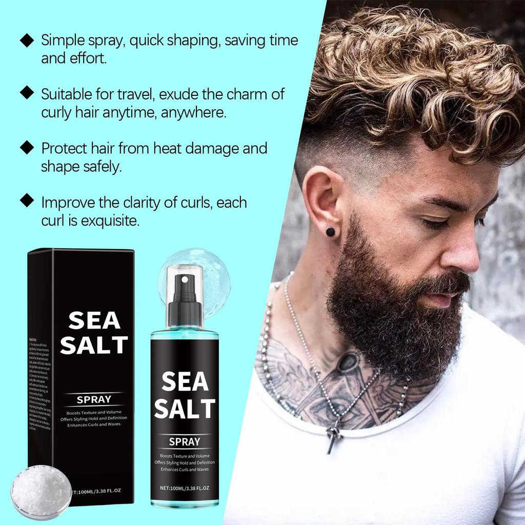 AMZ Sea Salt Hair Styling Spray 100ml - Long-lasting hold for curls, refreshing hairspray for lazy people.