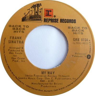 7-дюймовая пластинка Фрэнк Синатра My Way Cycles GRE0734 REPRISE US Jazz Б/у