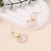 French gentle pink MIN letter crescent moon inlaid zircon love earrings Elegant, smart and simple and versatile earrings