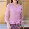 Women Elegant Lace Patchwork Casual 3/4 Sleeve Blouse