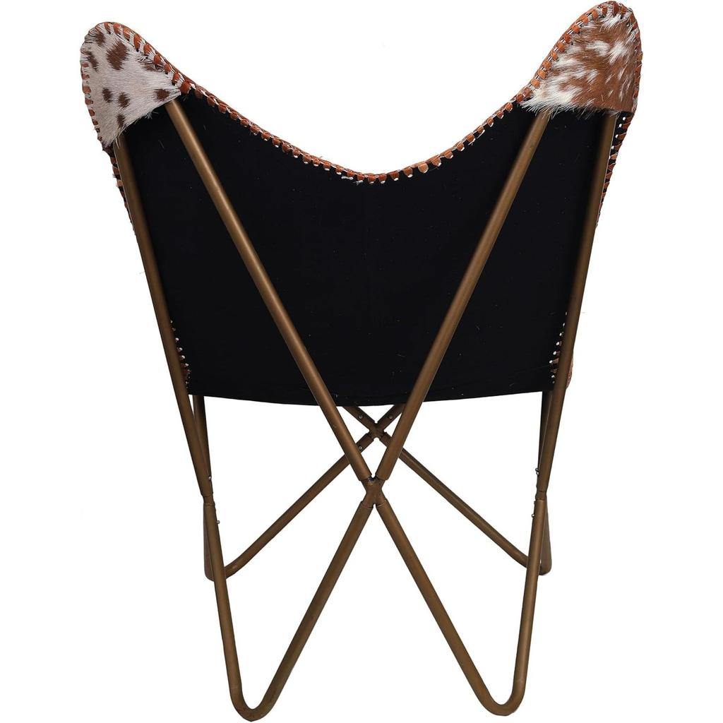 Кожаное кресло-бабочка ручной работы для гостиной - Кожаное кресло-бабочка с боковой ручной строчкой (Загорелый Белый)