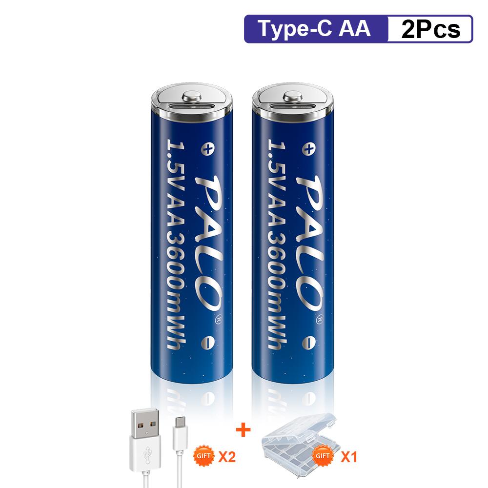 PALO Новый 100% оригинальный 1,5 В USB литий-ионный аккумулятор AA 3600 МВтч литий-полимерный USB перезаряжаемый литий-ионный аккумулятор AA TypeC с кабелем Type-C