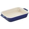 Staub Dish Grand Blue 20 X 16 Ceramic Gratin Dish Oven and Microwave Safe Japanese Dish "Rectangular Cm" [Official Product] 40508-587