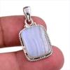 Подвеска из натурального голубого кружевного агата, ручная работа, из цельного серебра 925 пробы, 1,25'' d0P51