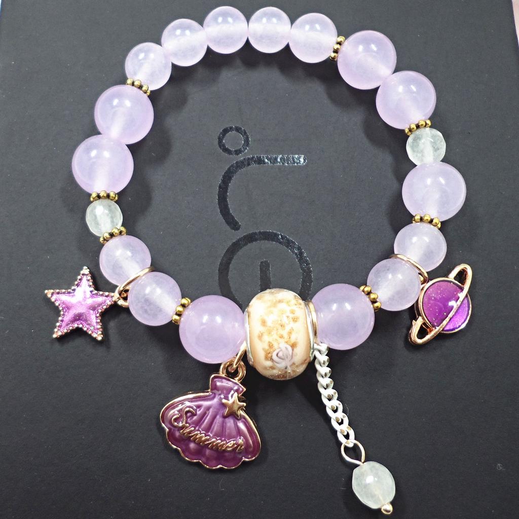 Korean version of chalcedony glazed moon star pendant bracelet burst stone crystal bracelet women's handmade beaded hand jewelry