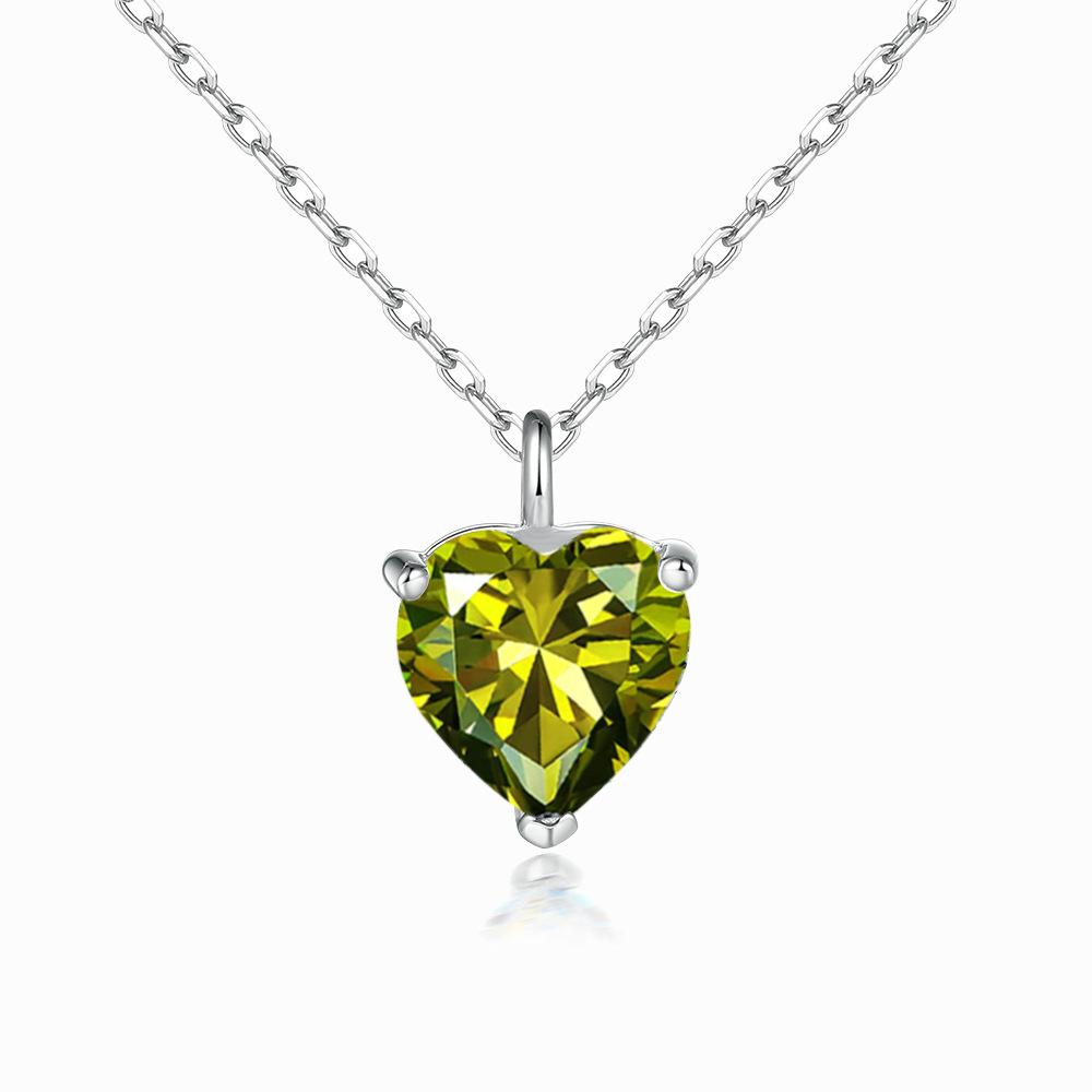 S925 Sterling Silver Love Zircon Necklace Cross-border December Birthstone Ladies Sterling Silver Pendant Necklace