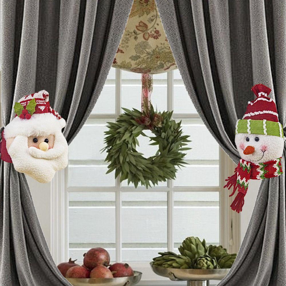 Santa Claus Snowman Christmas Curtain Buckle Set of 2 Curtain Tie Decoration Window Decorations