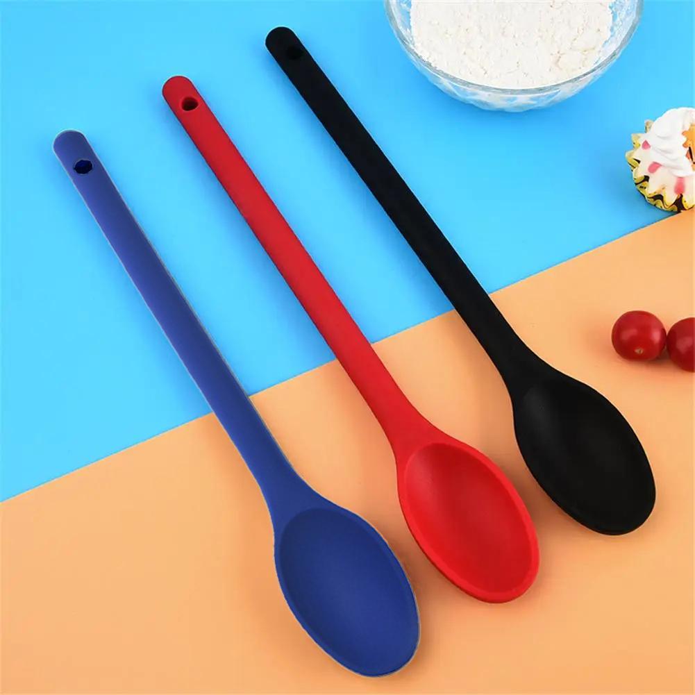WIKHOSTAR Silicone Mixing Spoon Non-stick Cooking Spoon Kicthen Spoon Baking Spoon for Salad Stirring Mixing and Serving