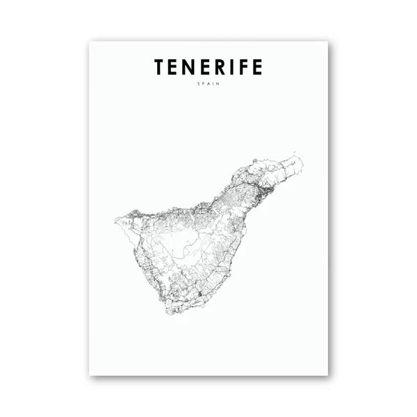 Испания Карта Арт Постер Гран-Канария и Тенерифе Карта Принт Современная Холст Картина Настенные Картины Детская Офисная Комната Домашнее Украшение