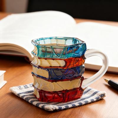 Расписанная вручную кружка-книга 3D стеклянный дизайн новинка штабелированные книги кофейная чашка литературный подарок для учителей и книголюбов