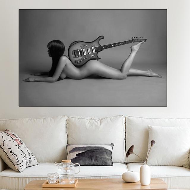 Сексуальная обнаженная девушка с принтами для гитары и постеров, современное искусство ню-живописи на холсте, картины для гостиной,