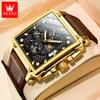 Student Fashion Quartz Watch Waterproof Luminous Three Eye Timer Rectangular Dial Calendar Watch Men's Business Watch